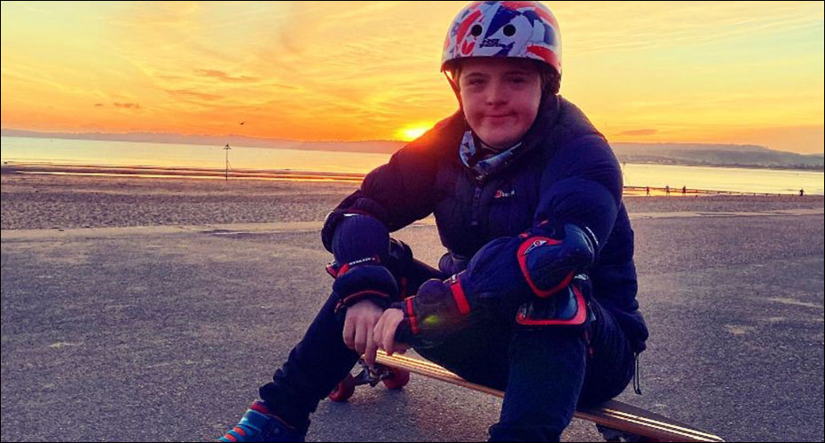 child on skateboard